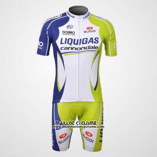 2012 Maillot Ciclismo Liquigas Cannondale Vert et Blanc Manches Courtes et Cuissard